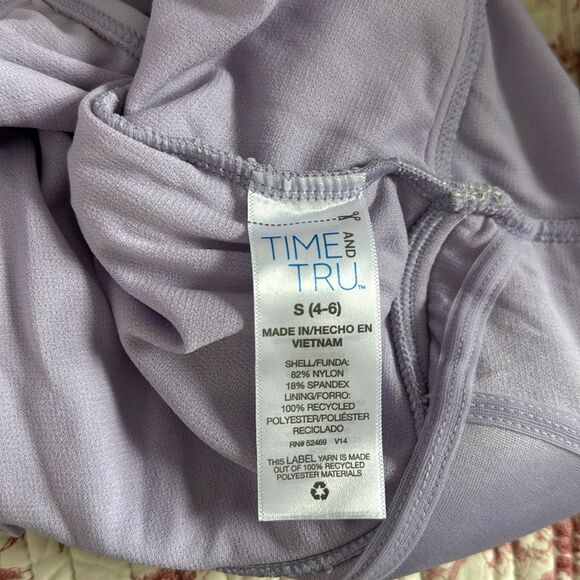 NWT Time and Tru Lavender Sweetheart Tie Back One-Piece Swimsuit Size Small - Picture 9 of 10